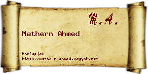 Mathern Ahmed névjegykártya
